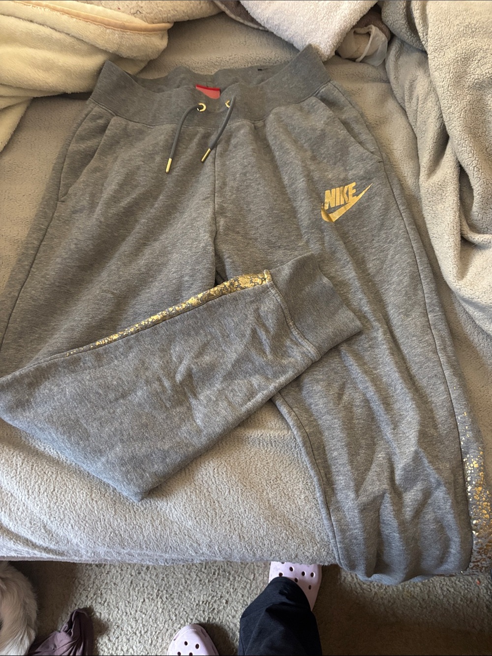 Nike Gray Sweatpants with Gold Accents